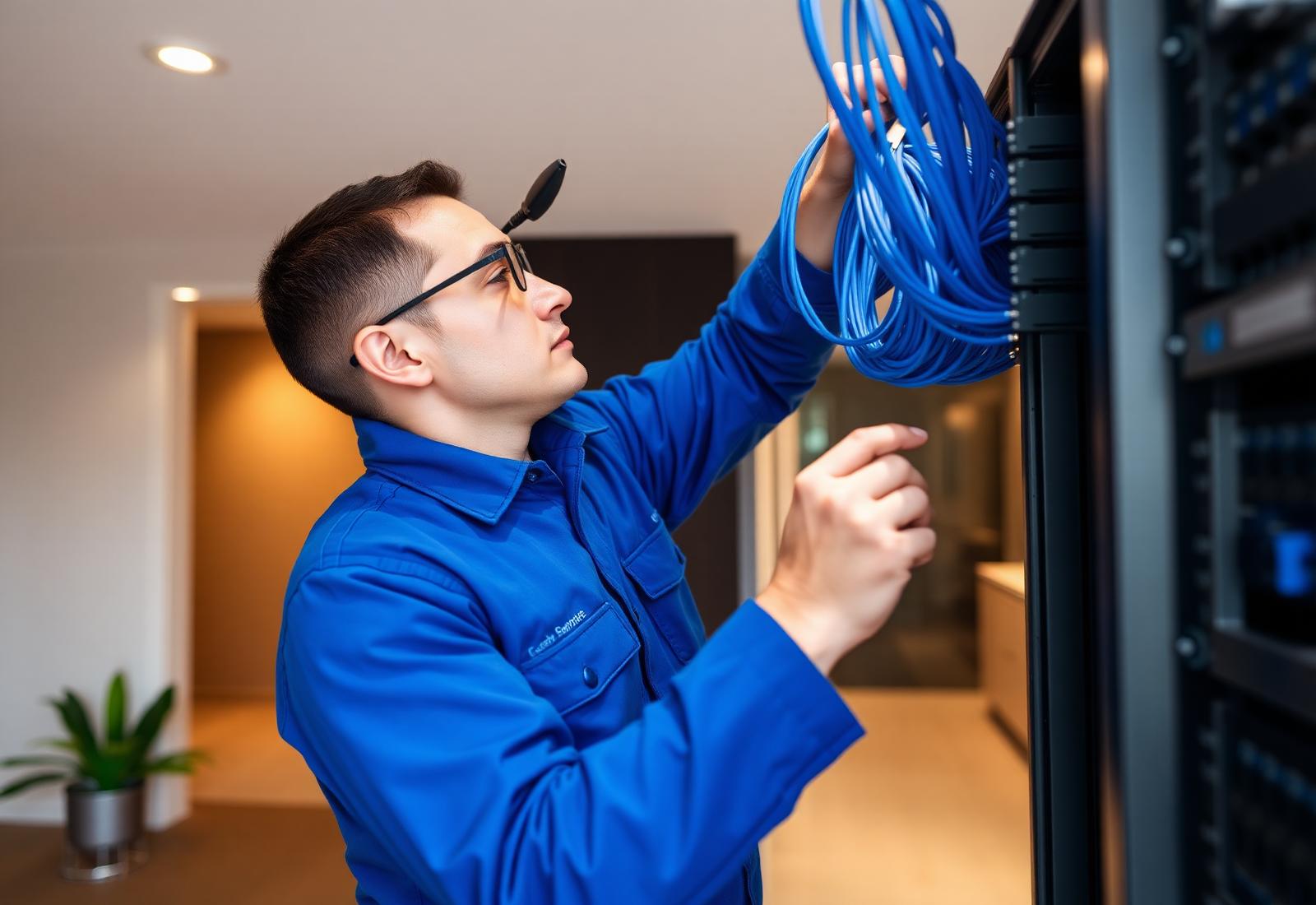 RPT Networking technician installing structured cabling